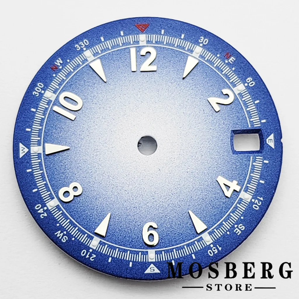 Green Luminous Watch Dial with Date Window - Black/Blue