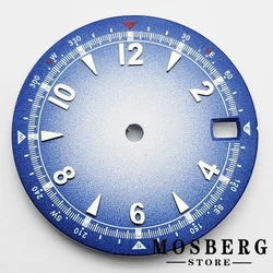 Green Luminous Watch Dial with Date Window - Black/Blue (Blue 7)
