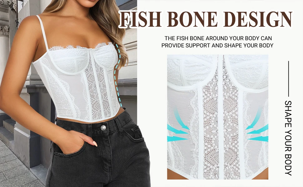 Description Picture 3 of item1pc Lace Bustier Corset Tops for Women Sexy Going Out Party Club Top with Buckle Sexy Wedding/Party Wear Waist Trainer Vest