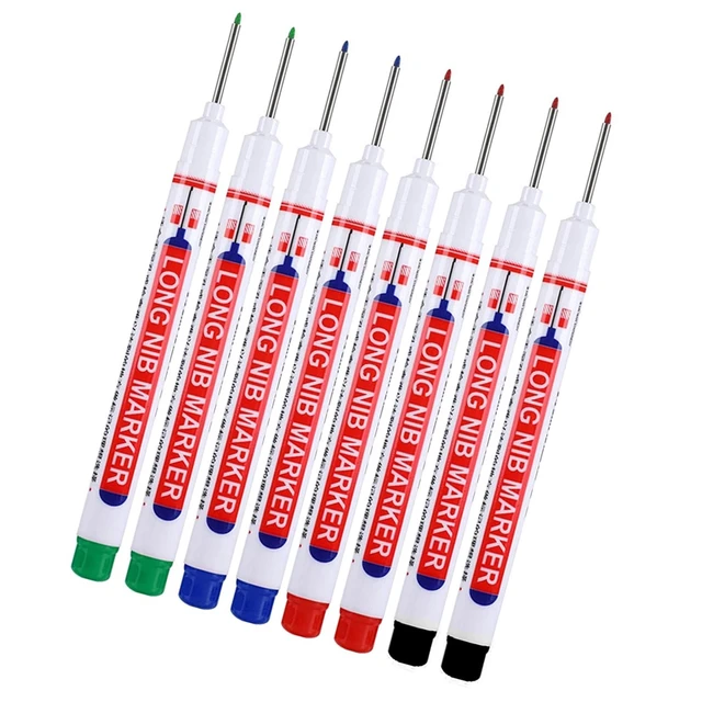 4pcs Long Head Oil Markers Pens Waterproof Multi-purpose Deep Hole Metal  Thin Marker Pen Green/Red/Black/Blue Ink
