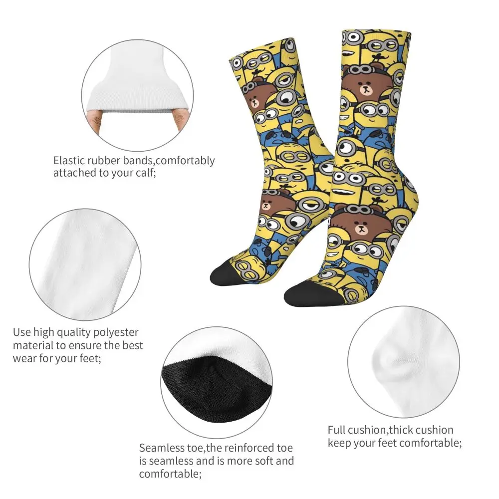 Custom Cool Print M- Minions Cartoon Socks for Women Men Stretchy Summer Autumn Winter M- Minions Bananas Crew Socks 146 Se16a0dfe28664634bc3552b573f29eac8