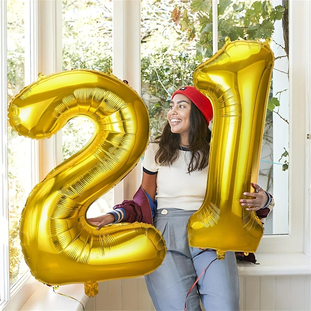 2 Stück 40 Zoll Zahlenfigur Folienballon16 18 20 21 25 30 35 40 Jahre Erwachsene alte Geburtstagsfeier Jahrestag Dekoration Luftballon