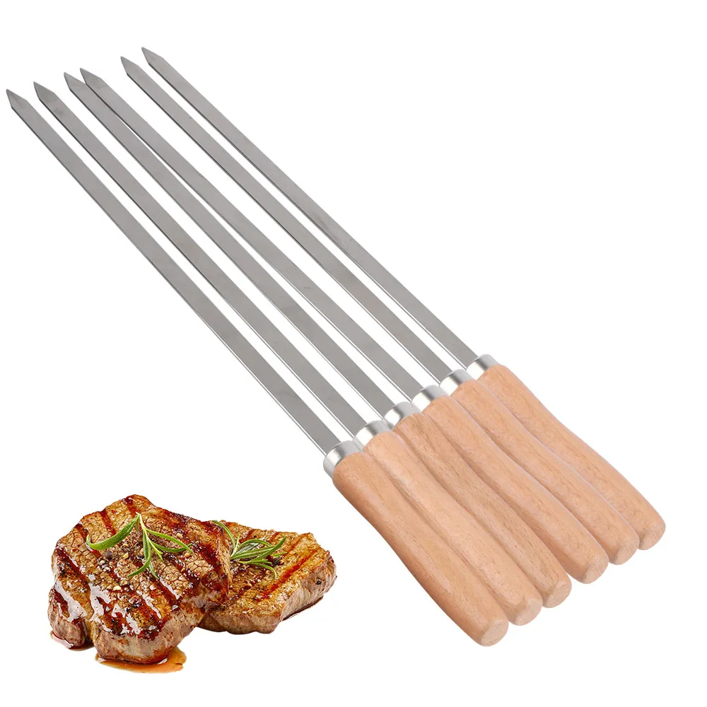 6Pcs BBQ Skewers Outdoor BBQ Tools Professional Grilling 340 Stainless Steel Long Skewers barbecue skewers,bbq grilling accessories