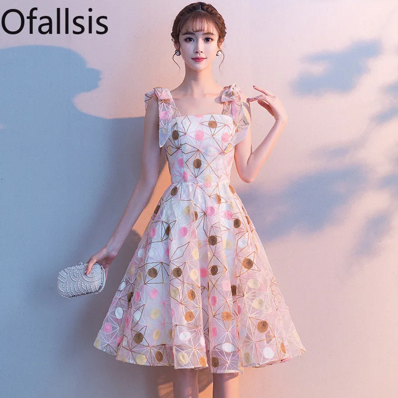 

Женское винтажное платье на бретелях Ofallsis, нежное короткое платье с цветочным принтом для приема гостей банкета и вечеринки на лето 2024