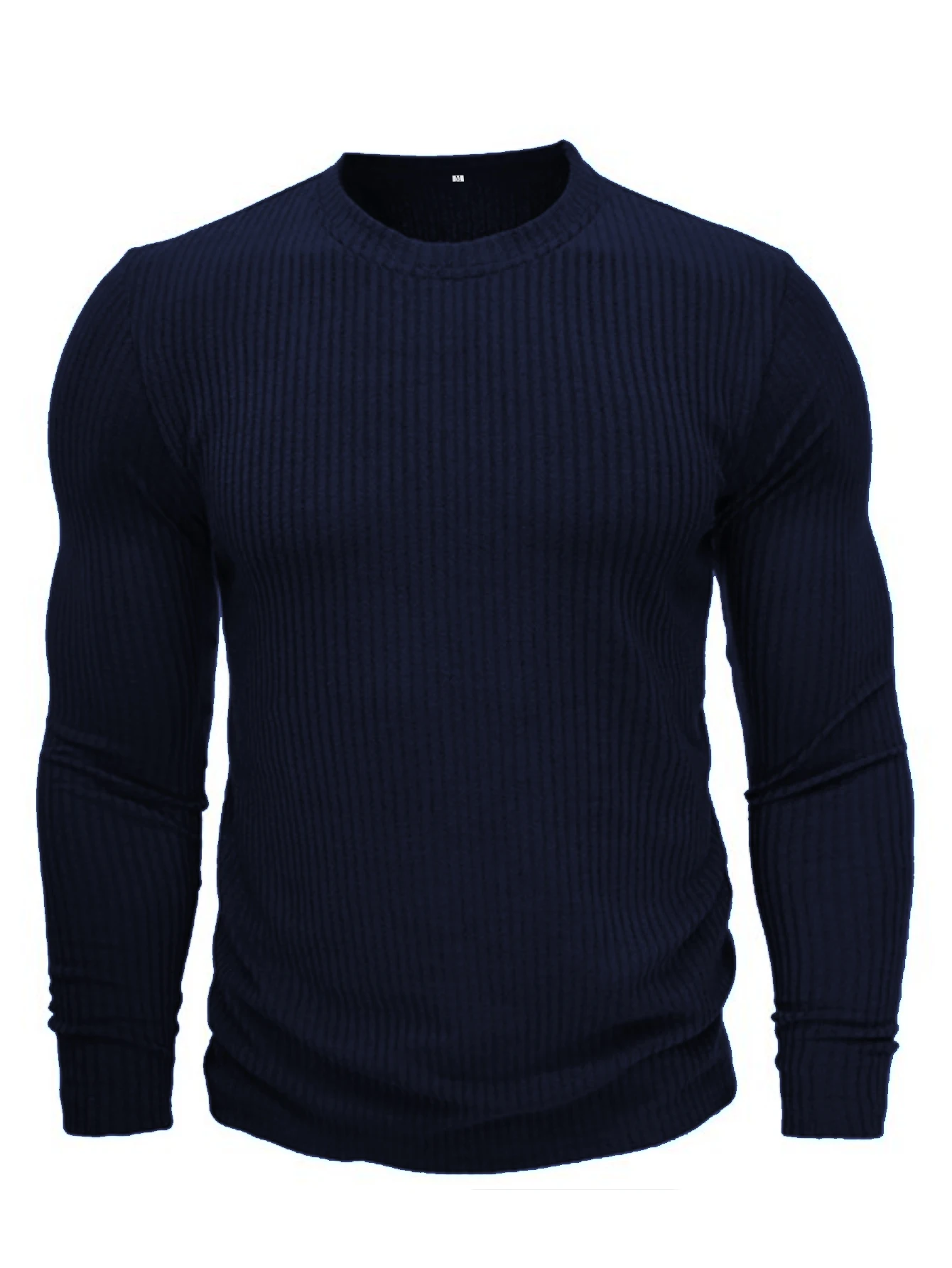 Herren Rundhals Langarm Strick-T-Shirt Einfarbiger Pullover Lässige & Formelle Passform Perfekt für Tägliches Tragen – Detail 15