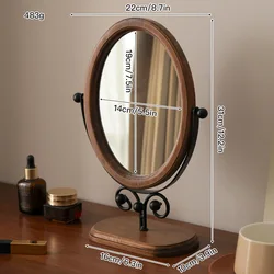 Elegant Vintage Makeup Mirror, Oval Design with High - Definition Reflection and Adjustable Rotation (Type D)