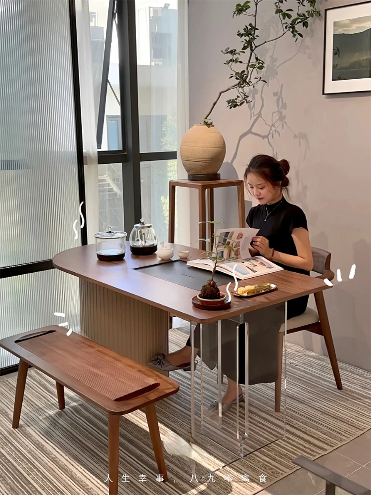 

New Chinese walnut tea table and tea tray in one