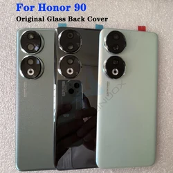 New Original Tempered Glass Back Battery Cover For Honor 90 Spare Parts Back Cover Door Housing + Flash Cover + Camera Lens
