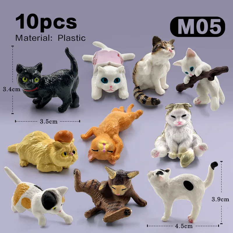 10 Mini Kawaii Cat Figurines – Cute Tiny Kittens For Cake Toppers, Desk Decor, Plant Pals & Party Favors - View #9