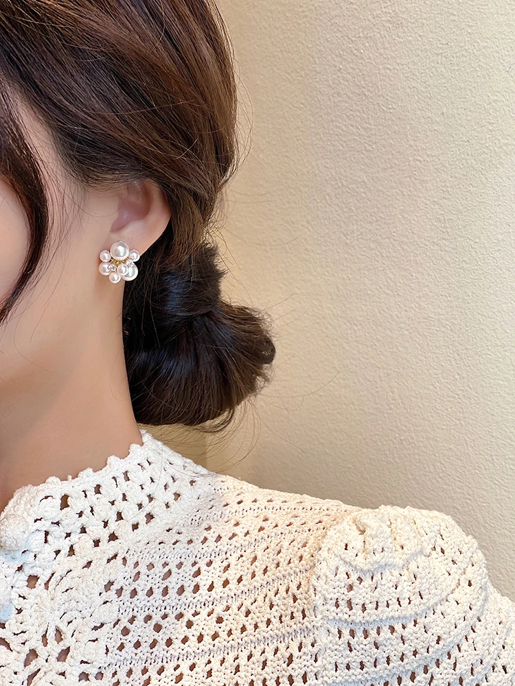Koreanischen stil Elegante Perle Feuerwerk Modellierung Goldene Farbe Ohrringe frauen Design Schmuck Party Luxus Zubehör Für Mädchen – Detail 5