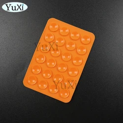 5 - Pack Silicone Multifunctional Suction Cup Phone Holders - Anti - Slip Wall Stand and Back Stickers (Orange)