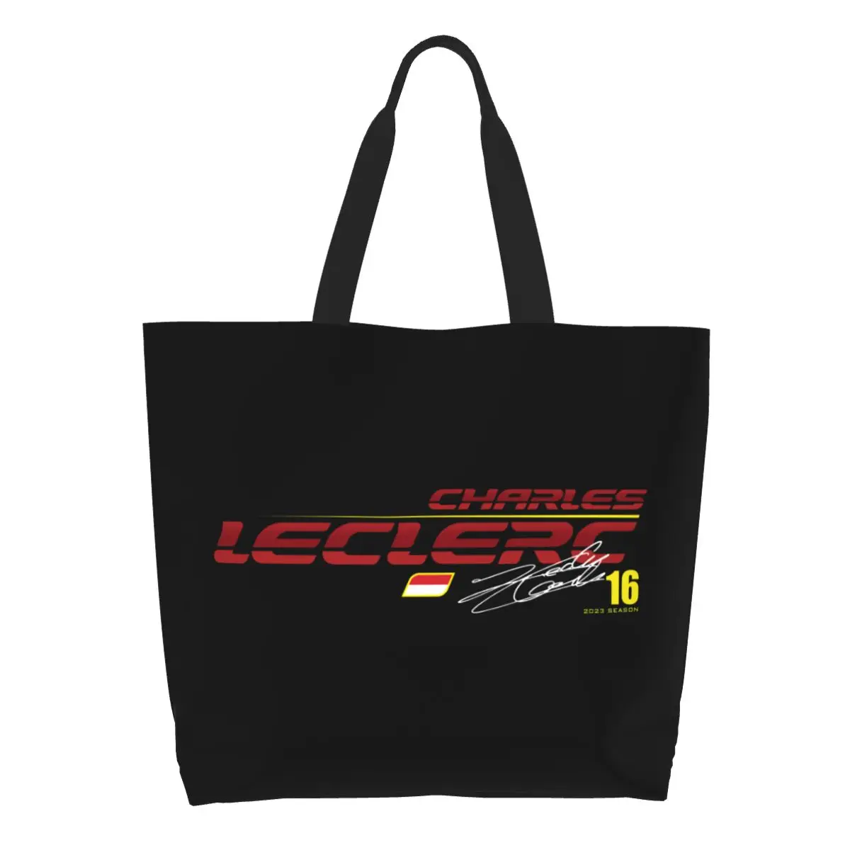 

Custom Kawaii Charles Leclerc 16 Shopping Tote Bag Reusable Sport Racing Car Canvas Grocery Shopper Shoulder Bag