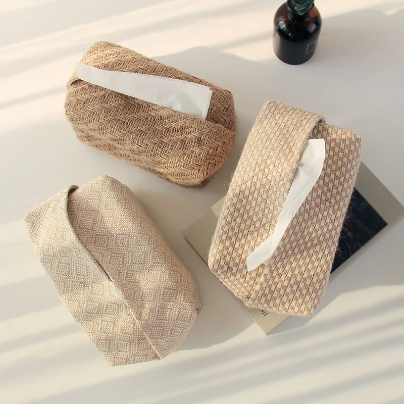 Japanese-Style Jute Tissue Dispenser For Living Room Home Car