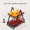 2 Tier Fruit Basket,Portable Fruit Bowle Basket for Kitchen Organizer Storage Detachable Metal Rectangle Basket with Wood Handle 1