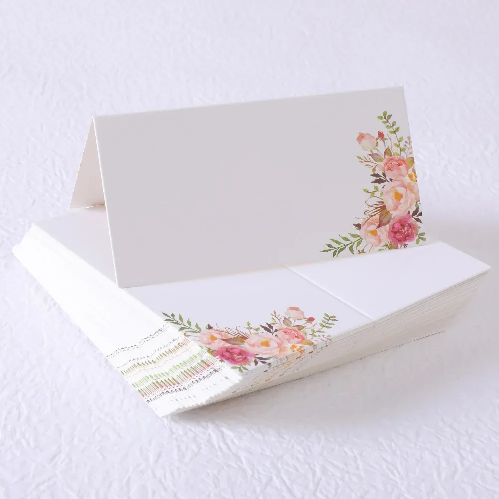 20/50/100pcs Wedding Seating Number Table Card Name Place Cards Printed Flowers Christmas Birthday Party Decor Greeting Card