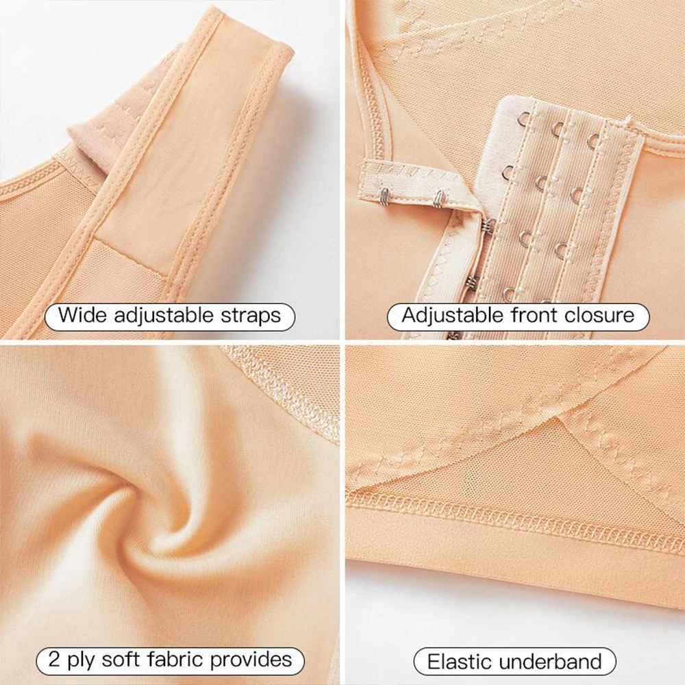 Everyday Sports Bra For Women Post-operative Compression Bra Front Closure Bra Without Underwire Unlined Full Coverage Bra 5