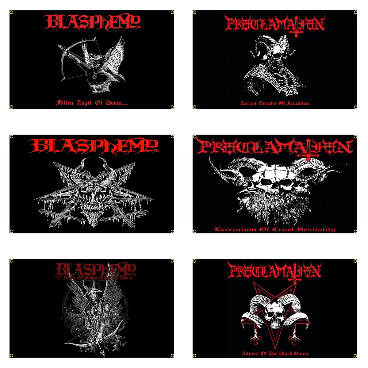 

90X150CM 3X5Ft Blasphemys Band Flag Death Metal Band Polyester Printing Rock Banner For Decor Tapestry