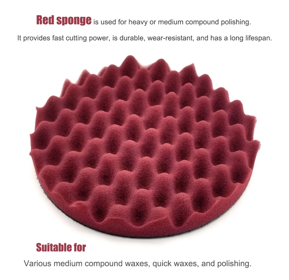 AUTOBRIGHT 6.5/7" inch Car Polisher Pad Professional Polishing Machine Sponge Fast Detailing Wash Wax Mirror Flat Wave Foam Tool 6