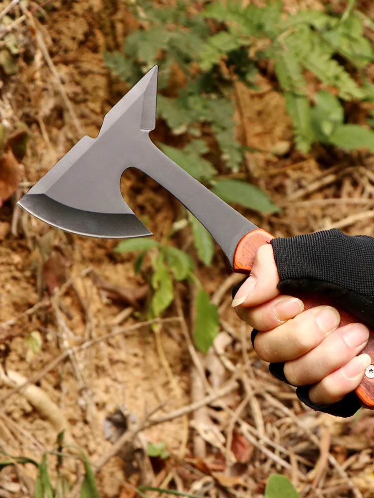 Description Picture 6 of itemSurvival Hunting Tomahawk Axe Multifunctional Axe Hatchet Camping Hand Fire Stainless Steel Axe Bone Knife Outdoor Survival Tool