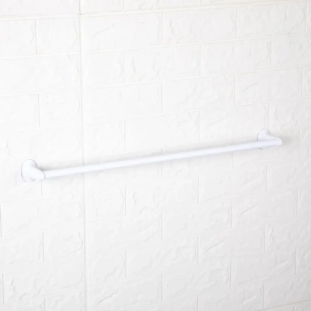 Oval Style 24" Steel Wall Mount Towel Bar Holder White Finish Rust Resistant Accommodates Spa Towels Steel & Zinc 26.69"L x
