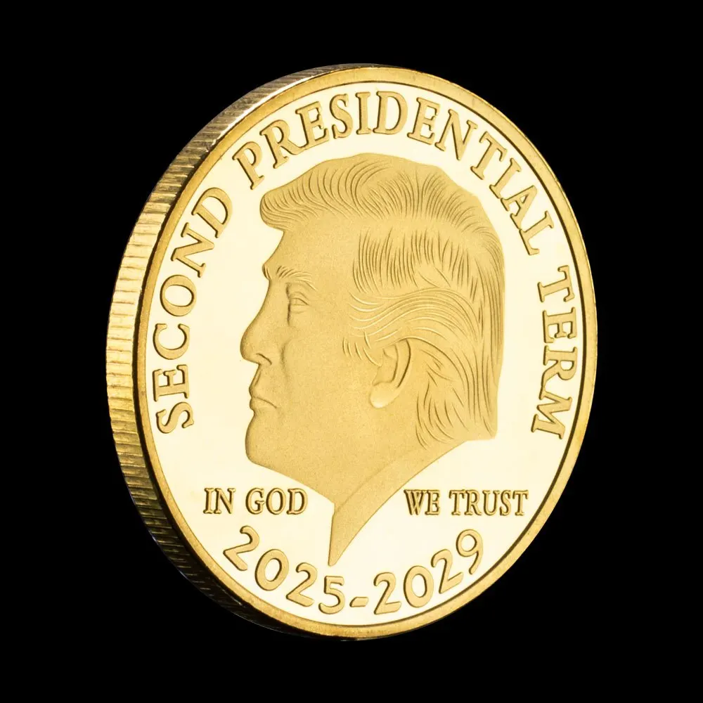 Commemorative Coin Donald Trump Gold Plated Included Case Second Presidential Term-2029