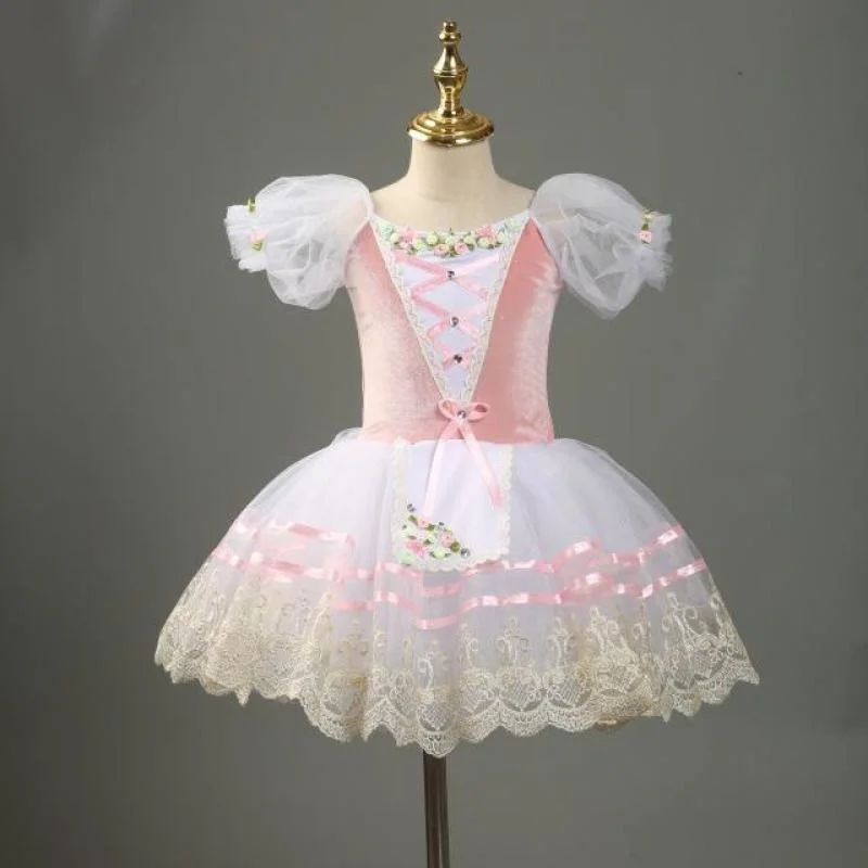 

Professional Ballet Pink Competition Child Flower Ballet Tutu Dress For Girls Kids Ballerina Dress