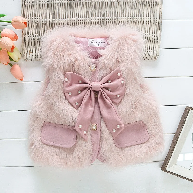 Baby Girl Jacket Fur Vest Suitable For 0-3 Years Old