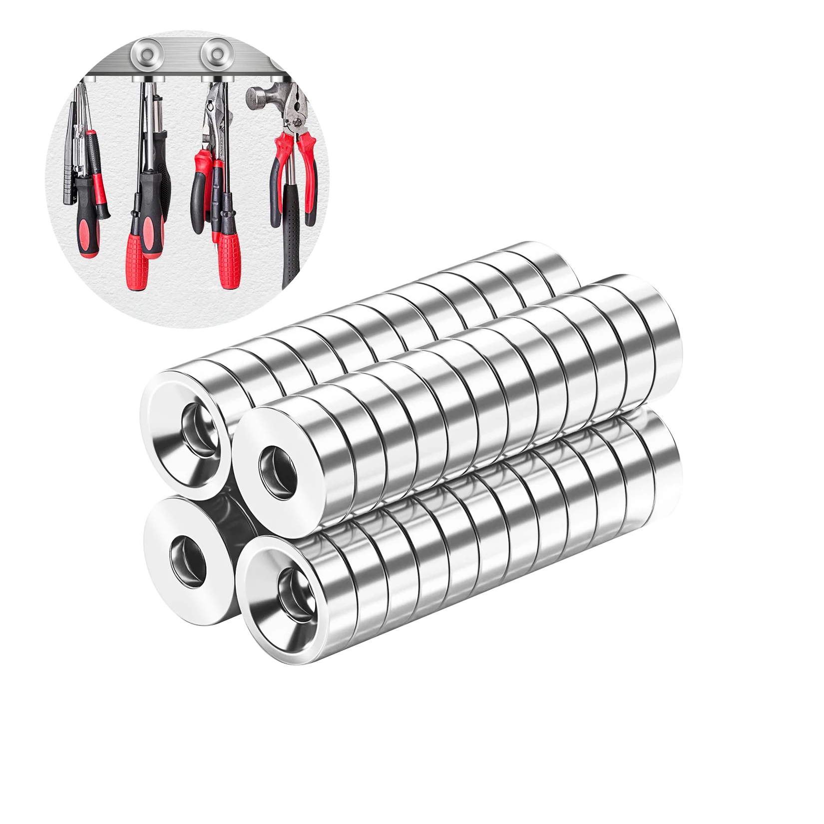 Magneti Rotondi Per Lavagne Magnetiche 20 Magneti Al Neodimio - Disco 12x3mm, Nichelato, Forza 2.5kg, N48 Magneti Forti - Foto 3