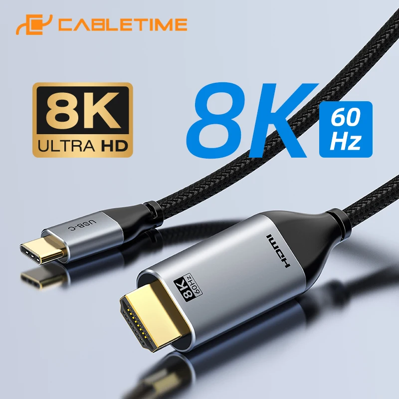 

CABLETIME Type C to HDMI 8K 60Hz Cable 4K 144Hz VMM7100 Chip HDR10+ HDCP 2.3 for Acer Dell Macbook Pro PS 5 C438