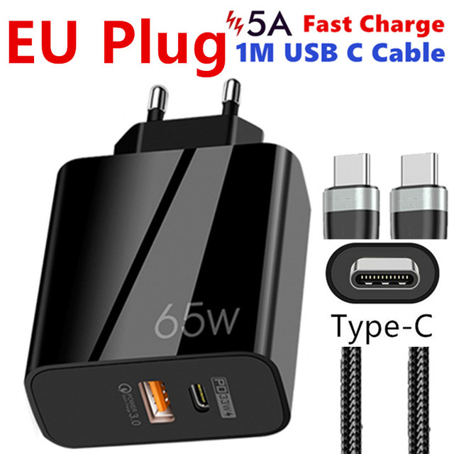 GaN Charger Dual Ports QC 3.0 PD 3.0 Quick Charge Fast Charging For iPhone 12 Pro Samsung Type C PD USB Mobile Phone Charger