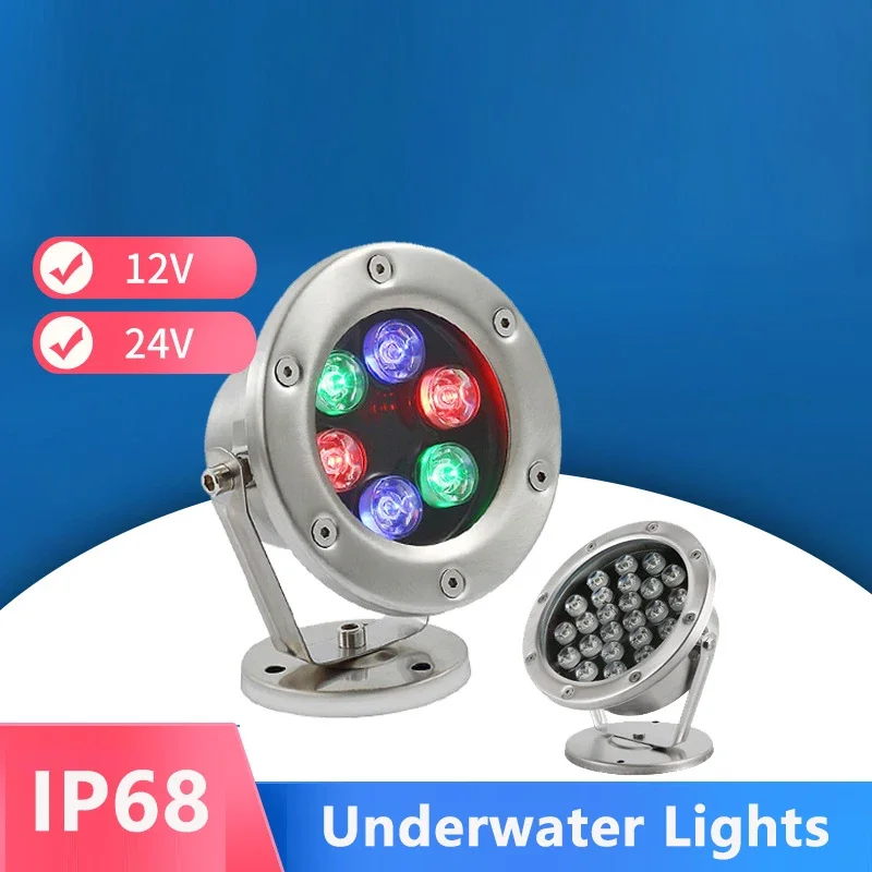 LED 수중 조명 IP68 강철 램프 본체 DC12V/24V 정원 수영장 조경 조명용 안전 전압 3W-12W 스테인레스