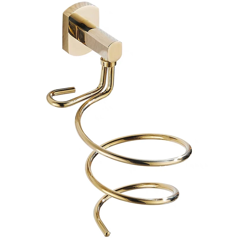 Brass Bathroom Holder Hair Dryer Holder Organized Rack Etagere Wall Mounted Hair Straightener Stand Bathroom Shelf Accessories