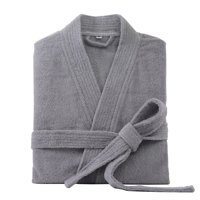 100CottonBathrobeforMenLongThickAbsorbentTerryBathRobeKimono