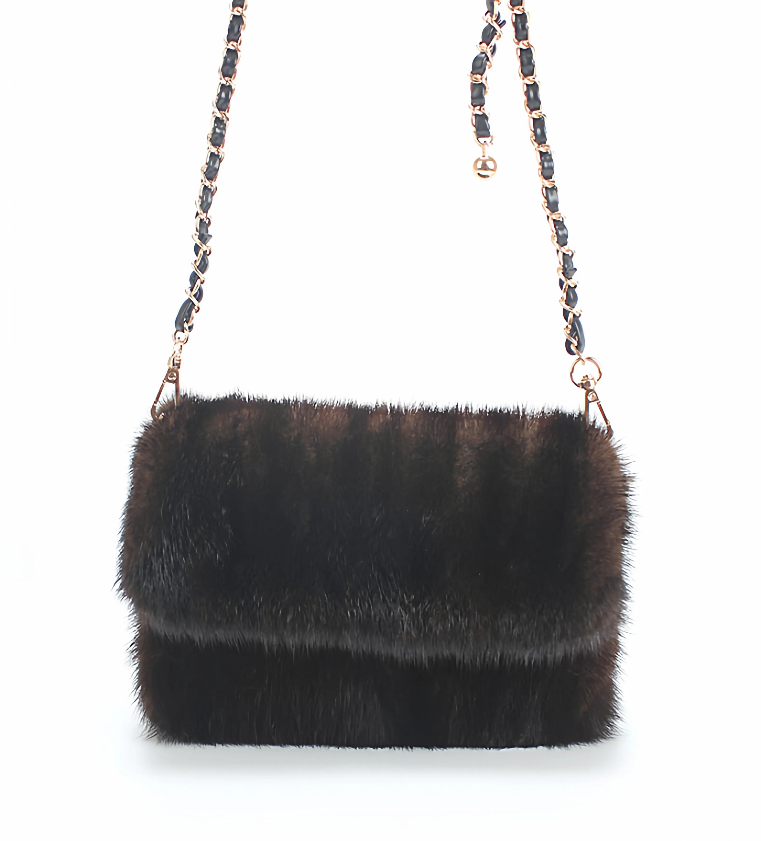 Herbst Winter klassische Tasche aus echtem Nerzfell, Umhängetasche, flauschige Luxushandtasche in reiner Farbe für Damen – Detail 13