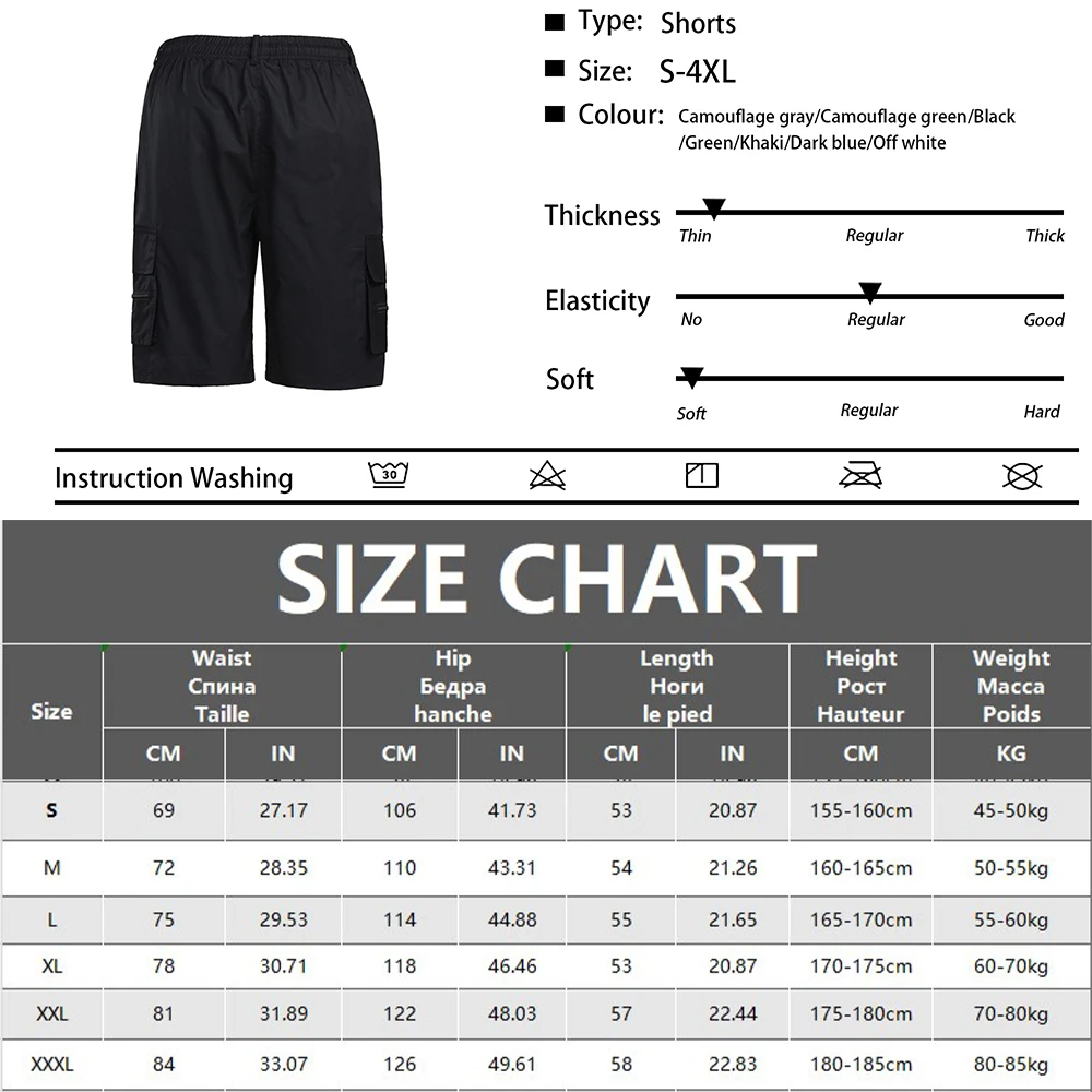 Men's Camouflage Cargo Shorts Casual Loose Work Tooling Shorts Summer Male's Outdoor Knee Length Short Pants, view 6