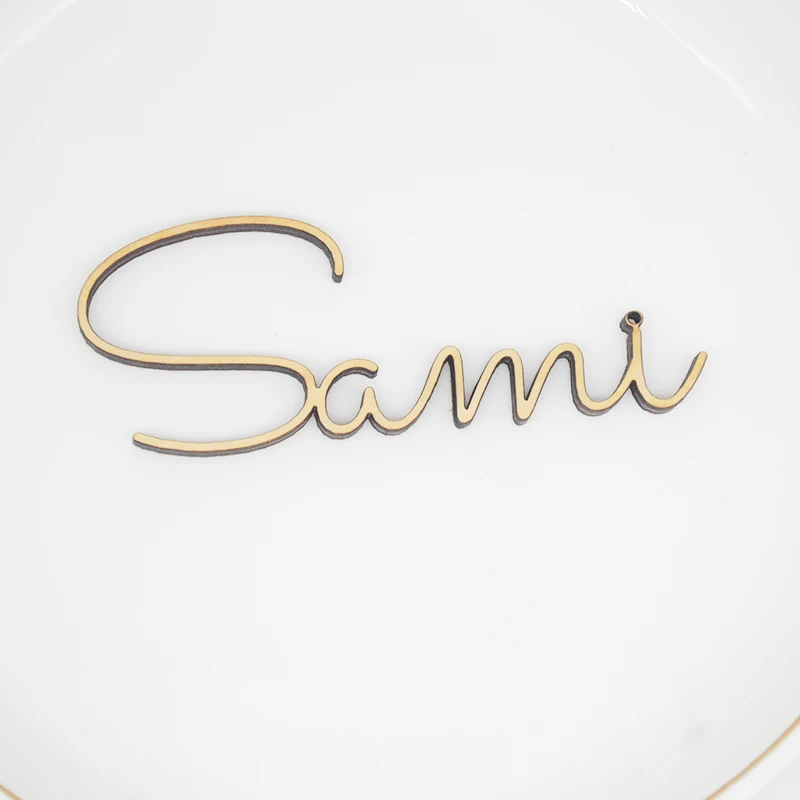 Personalized Laser Cut Wood Name Wedding Place Card Mirror Gold Acrylic Guest Bride and Groom Names Seating Tags place cards customize products