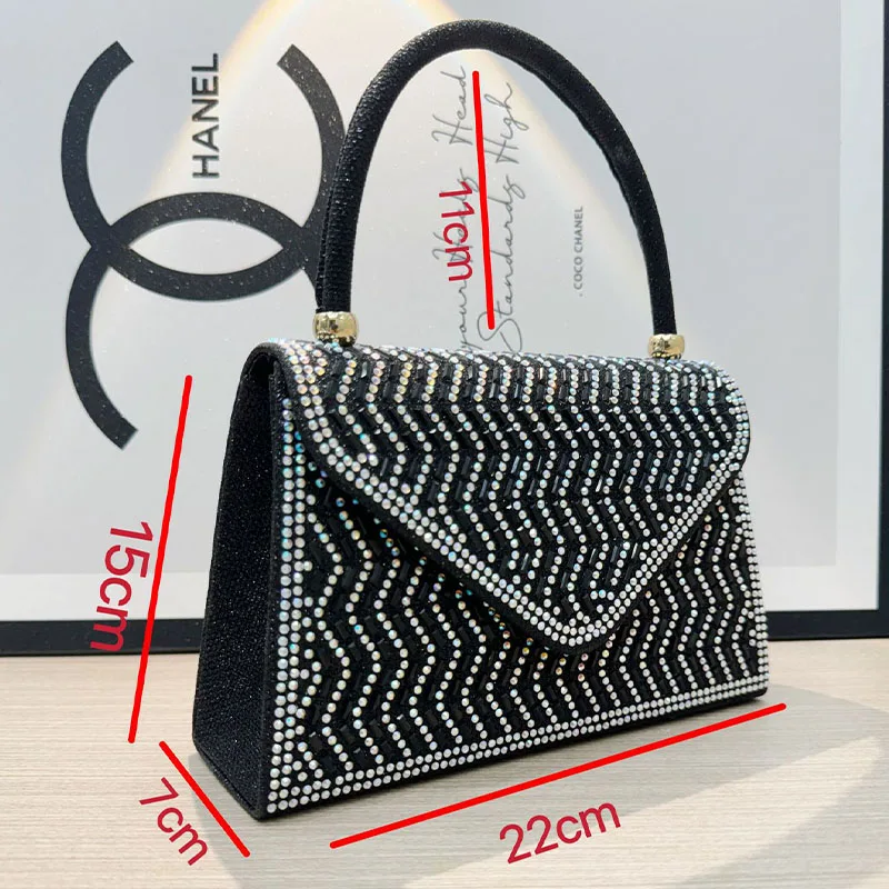 Fashion Bling Rhinestone PU Leather Top Handle Bag Women Full Diamond Wedding Party Evening Messenger Purse Crossbody Chain Bag Shoulder bags Women evening bag