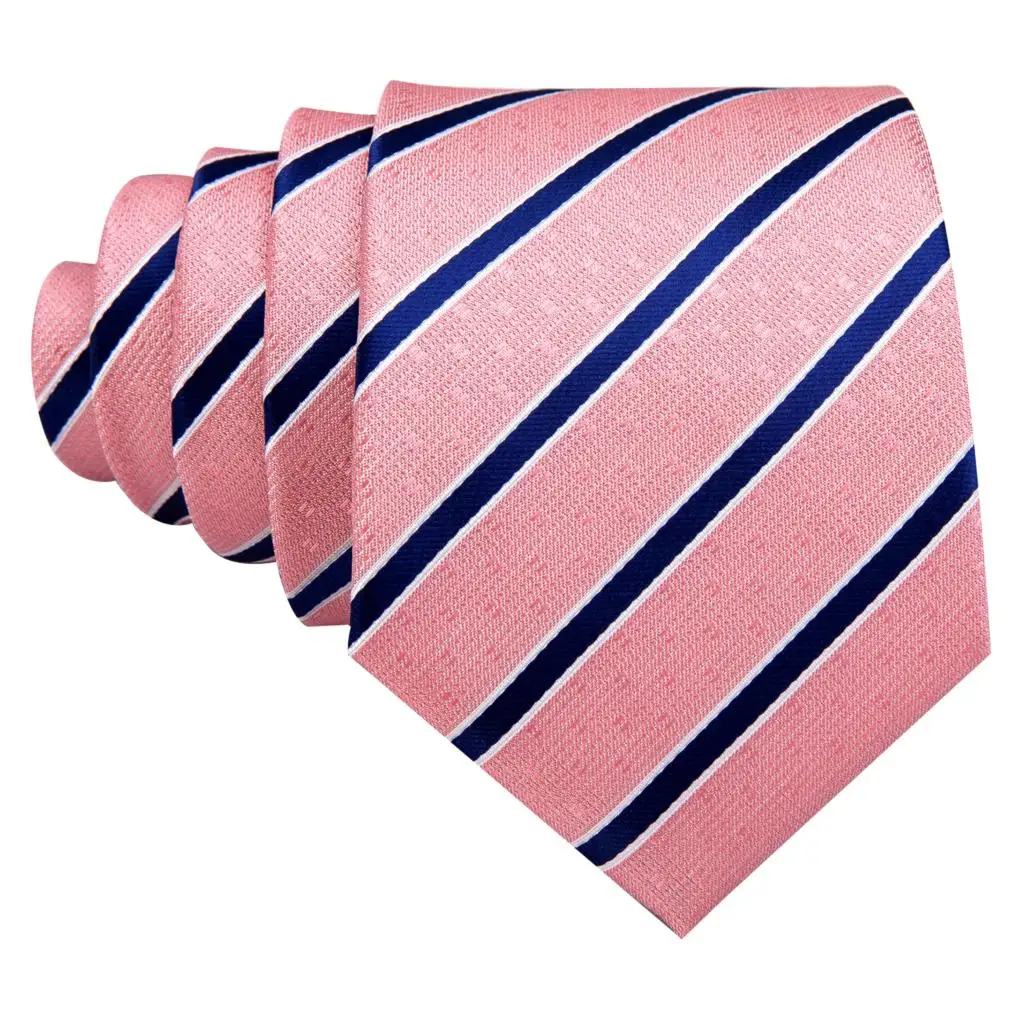 Blumen- und Streifenmuster Herren Krawatte Einstecktuch Manschettenknöpfe Set Stilvolle Jacquard-Krawatte für Herren Hochzeit Geschäft Party Trauzeuge – Detail 7