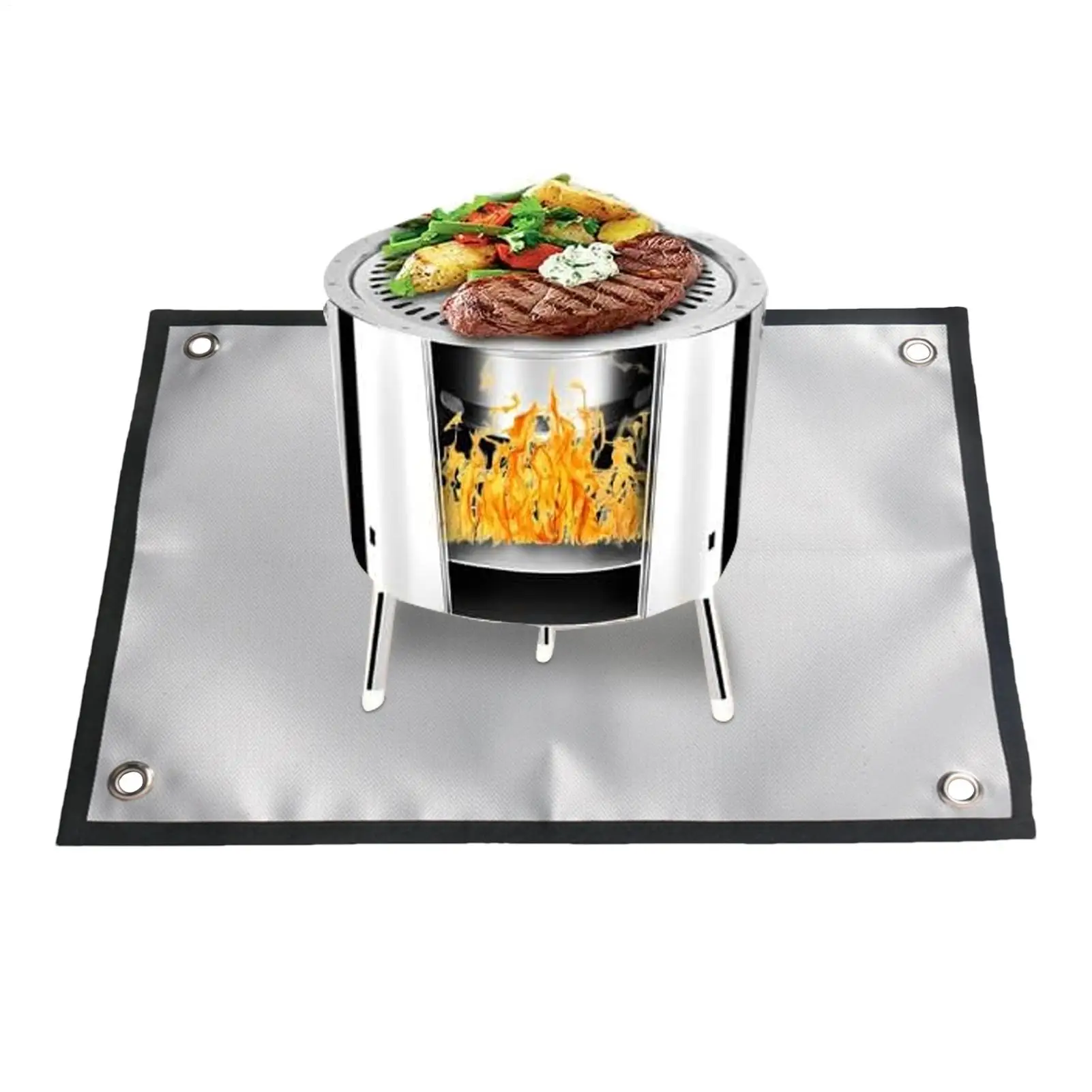 Camping Fireproof Cloth BBQ Grill Mat Flame Retardant Mat for Camping Stoves of Hot Tent Outdoor Fire Pit Protective Mat