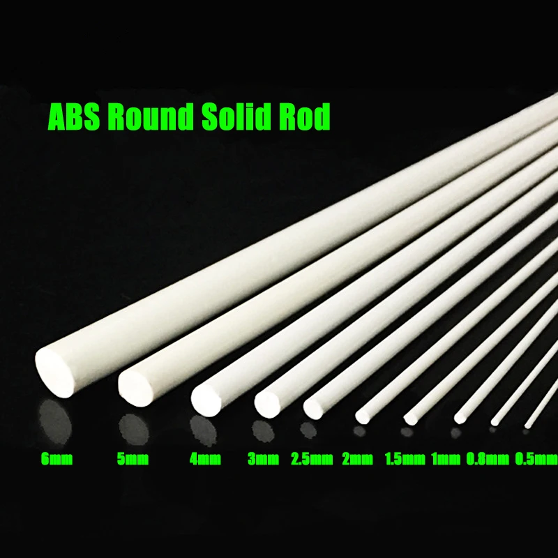 50PCS ABS Round Solid Bar Plastic White Welding Rods DIY House Sand Table Model Building Making Direct 0.5mm-6mm length 25 cm