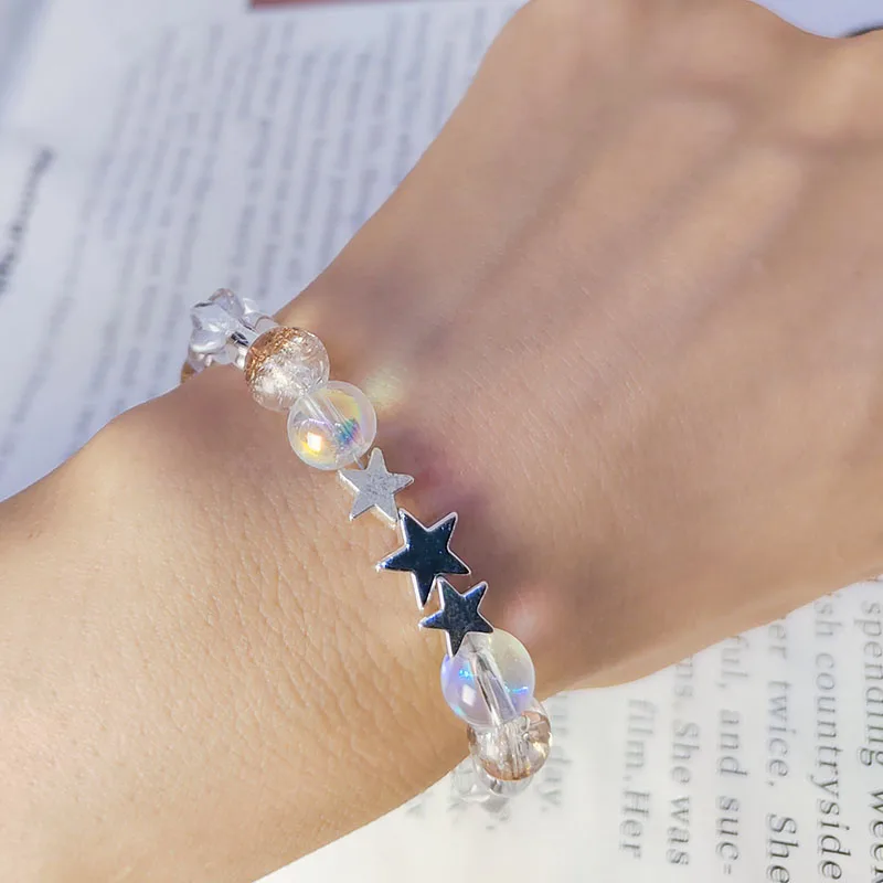 Blue Bead Y2K Bracelets for Women Stars Pendants Gorgeous Fairycore Charm  Stainless Steel Hot Girl Kawaii Jewelry Party Gift - AliExpress