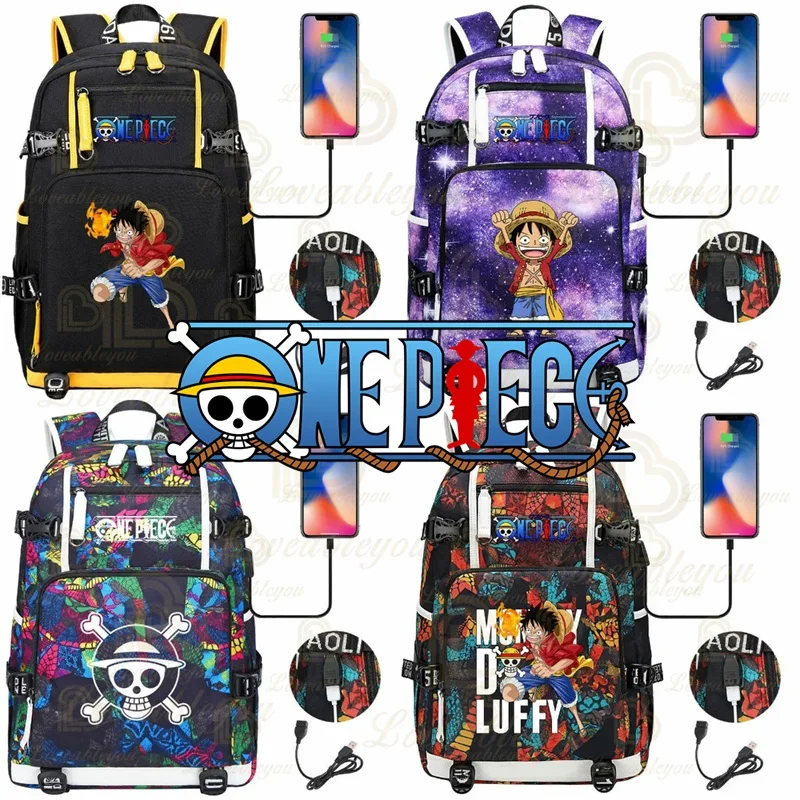 Zaino Franky Di Un Pezzo Con Usb Rufy Sabo Ace Colorful Boys Girls Capacity School Student Men Cartoon Borse Da Scuola Impermeabili