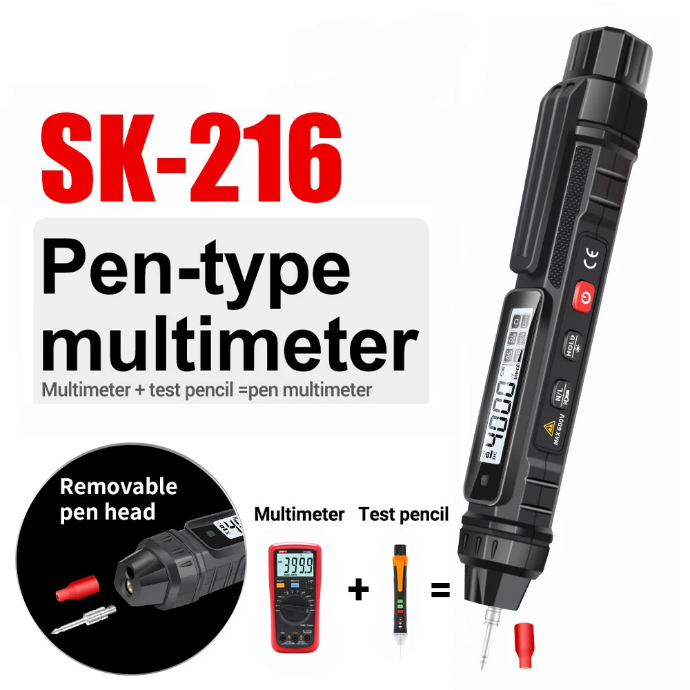 2in1 Electric Test Pen Digital Multimeter Voltage Current Resistance Measurement Test Meter Live Data-hold LCD Display Tester
