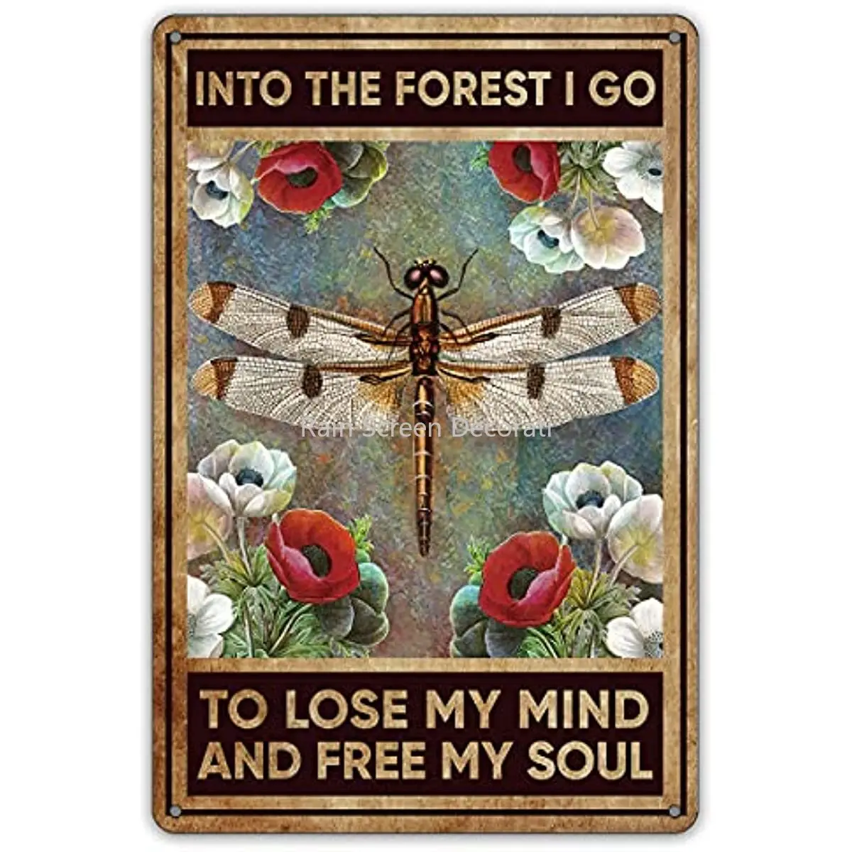

Vintage Into The Forest I Go To Lose My Mind Dragonfly Metal Tin Sign Wall Decor Retro Dragonfly Art Signs for Home Decor Gifts