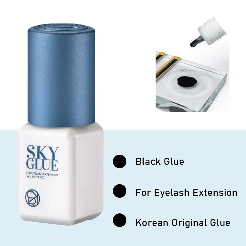 1 Bottle Sky Glue Fake Eyelash Extensions Adhesive 5ml Red Cap Black Fast Dry Sealed Bag Beauty Makeup Tools Professional Korea 4