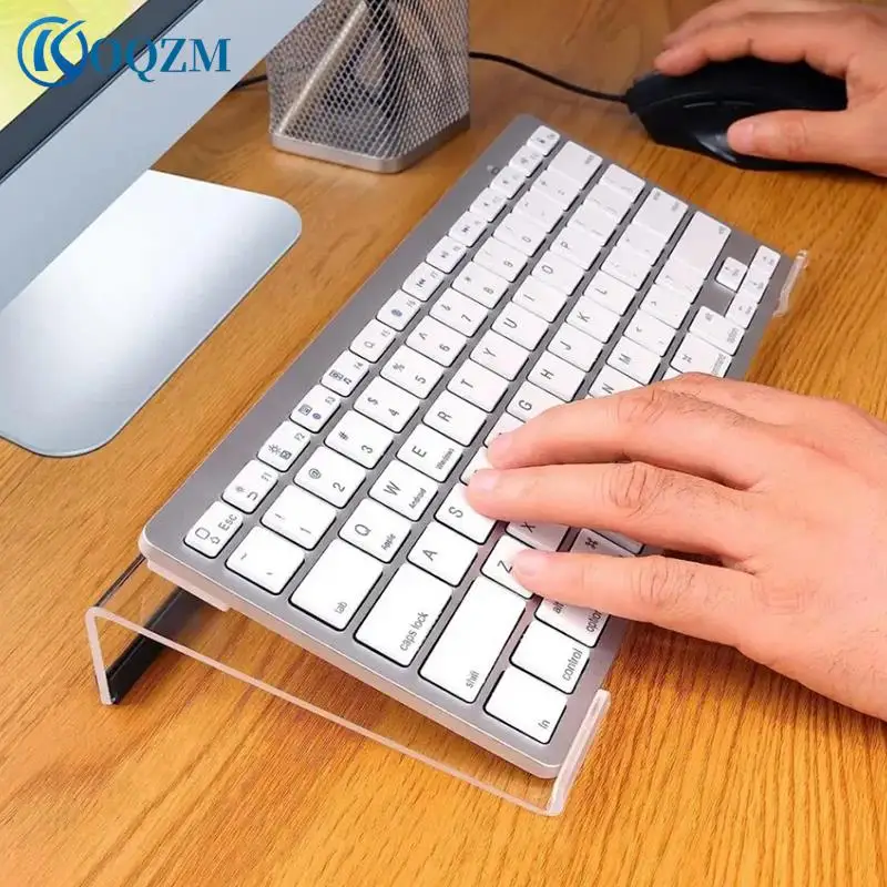 아크릴 컴퓨터 키보드 스탠드 78 키 키보드 라이저 리프트 트레이, 미끄럼 방지 투명 데스크탑 키보드 거치대, 사무용품