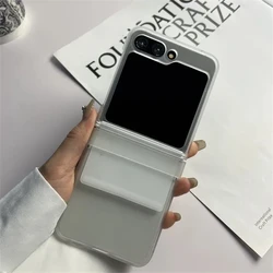Luxury Silicone Elastic Strap Shockproof Folding Phone Case with Hard PC Solid Cover for Samsung Z Flip 4 (Matte Clear)