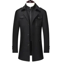 Men's Autumn/Winter Business Woolen Overcoat Fashionable Double Collar Anti-Cold Cashmere Jacket Cross-Border Woolen Coat