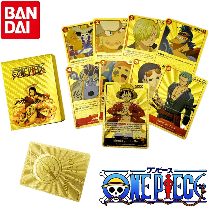 

Bandai 55 PCS Anime One Piece Luffy Zoro Sanji English Gold Foil Cards Hobby Collection Kids Piaying Cards Battle Game Toys Gift