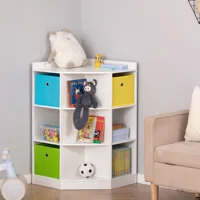 Space-Efficient Kids Storage Organizer for Small Bedrooms, Corner Shelf, White 2